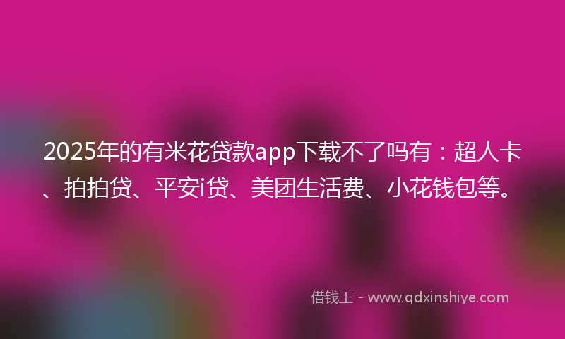 2025年的有米花贷款app下载不了吗有：超人卡、拍拍贷、平安i贷、美团生活费、小花钱包等。