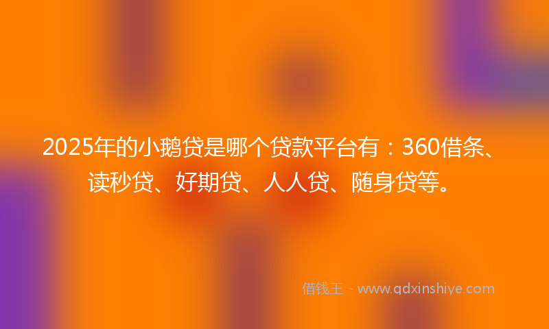 2025年的小鹅贷是哪个贷款平台有：360借条、读秒贷、好期贷、人人贷、随身贷等。