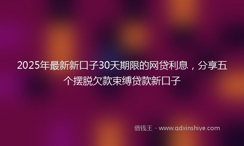 2025年最新新口子30天期限的网贷利息，分享五个摆脱欠款束缚贷款新口子