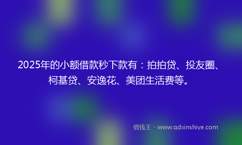 2025年的小额借款秒下款有：拍拍贷、投友圈、柯基贷、安逸花、美团生活费等。