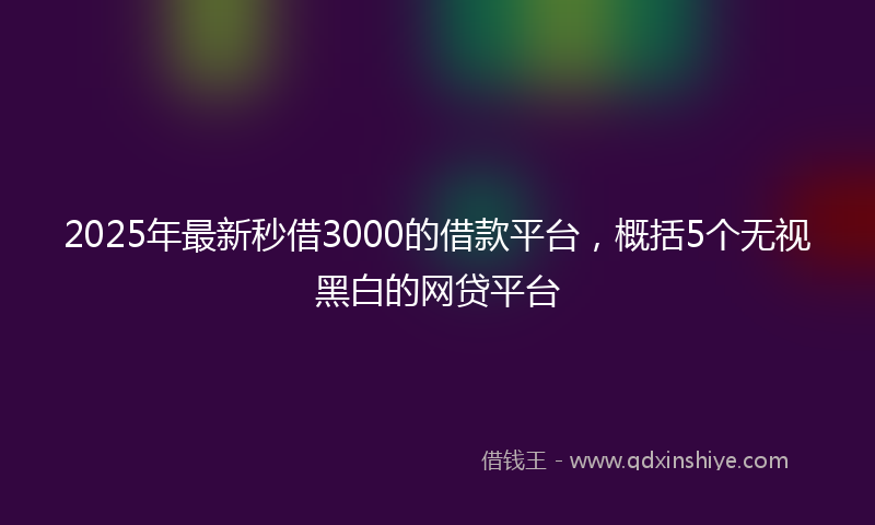 2025年最新秒借3000的借款平台，概括5个无视黑白的网贷平台