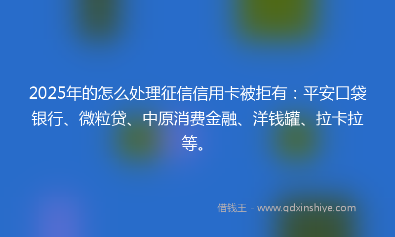 2025年的怎么处理征信信用卡被拒有：平安口袋银行、微粒贷、中原消费金融、洋钱罐、拉卡拉等。