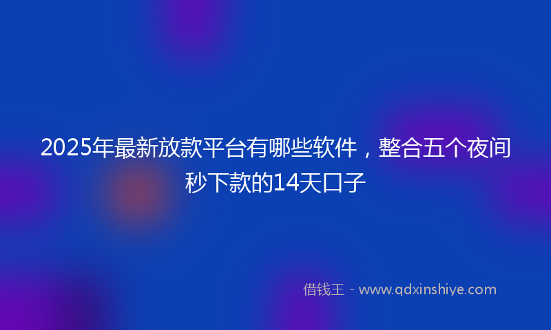2025年最新放款平台有哪些软件，整合五个夜间秒下款的14天口子