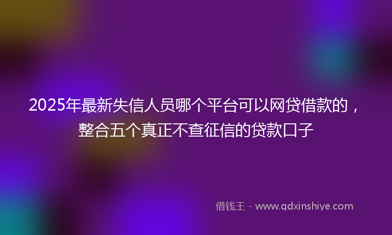 2025年最新失信人员哪个平台可以网贷借款的，整合五个真正不查征信的贷款口子