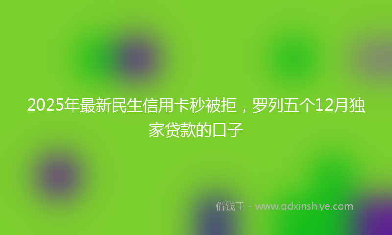 2025年最新民生信用卡秒被拒，罗列五个12月独家贷款的口子