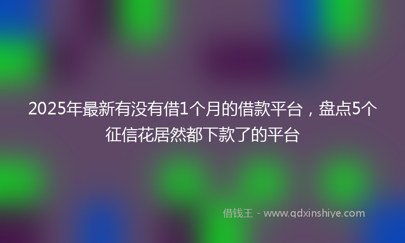 2025年最新有没有借1个月的借款平台，盘点5个征信花居然都下款了的平台