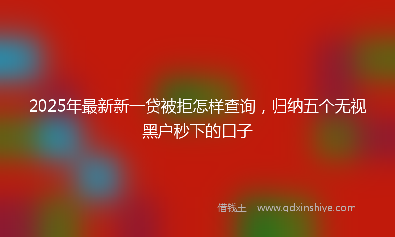 2025年最新新一贷被拒怎样查询，归纳五个无视黑户秒下的口子