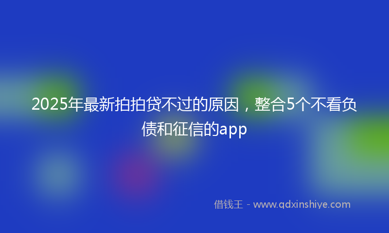 2025年最新拍拍贷不过的原因，整合5个不看负债和征信的app