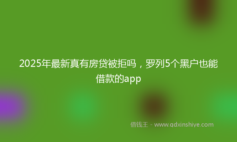 2025年最新真有房贷被拒吗，罗列5个黑户也能借款的app