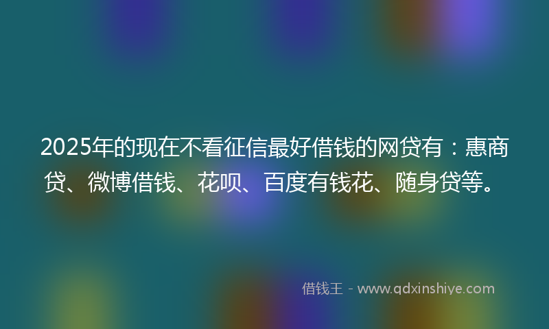 2025年的现在不看征信最好借钱的网贷有：惠商贷、微博借钱、花呗、百度有钱花、随身贷等。