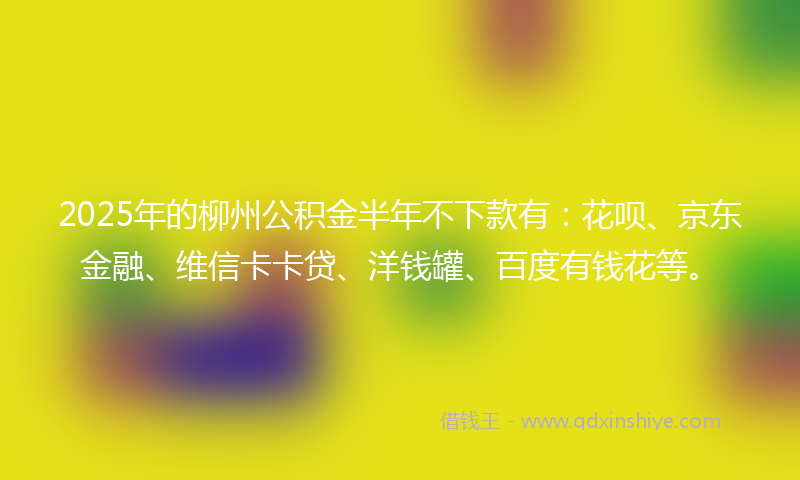 2025年的柳州公积金半年不下款有：花呗、京东金融、维信卡卡贷、洋钱罐、百度有钱花等。