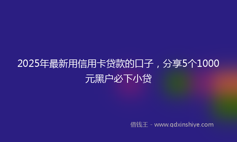 2025年最新用信用卡贷款的口子，分享5个1000元黑户必下小贷