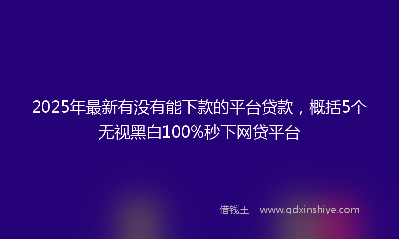 2025年最新有没有能下款的平台贷款，概括5个无视黑白100%秒下网贷平台