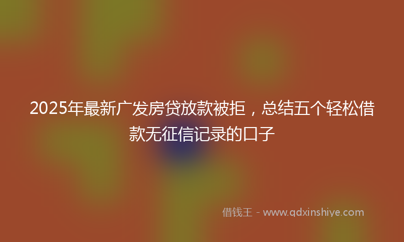 2025年最新广发房贷放款被拒，总结五个轻松借款无征信记录的口子