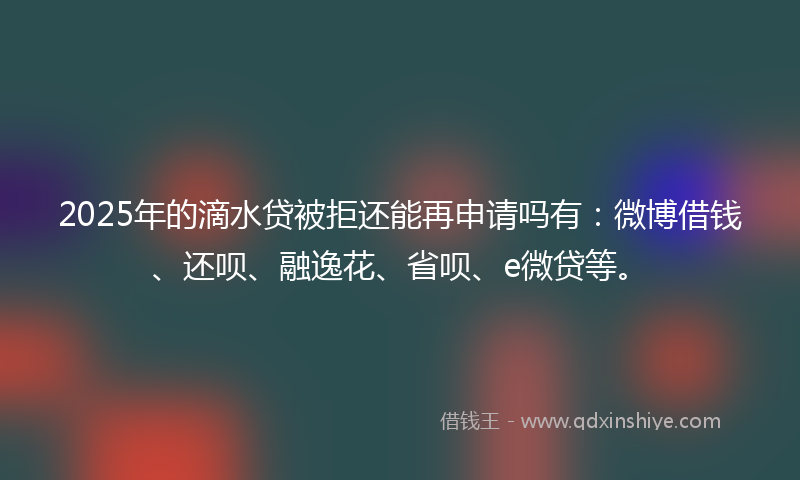2025年的滴水贷被拒还能再申请吗有：微博借钱、还呗、融逸花、省呗、e微贷等。