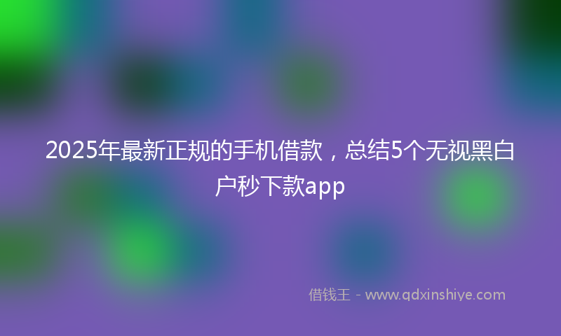 2025年最新正规的手机借款，总结5个无视黑白户秒下款app