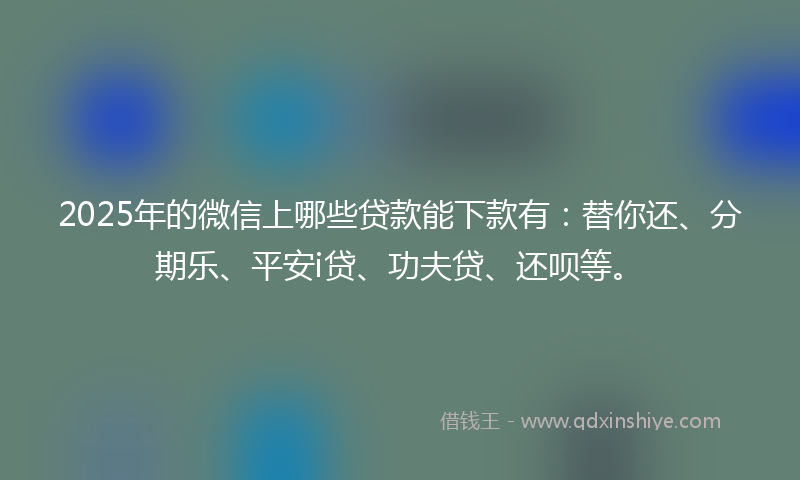 2025年的微信上哪些贷款能下款有:替你还、分期乐、平安i贷、功夫贷、还呗等。