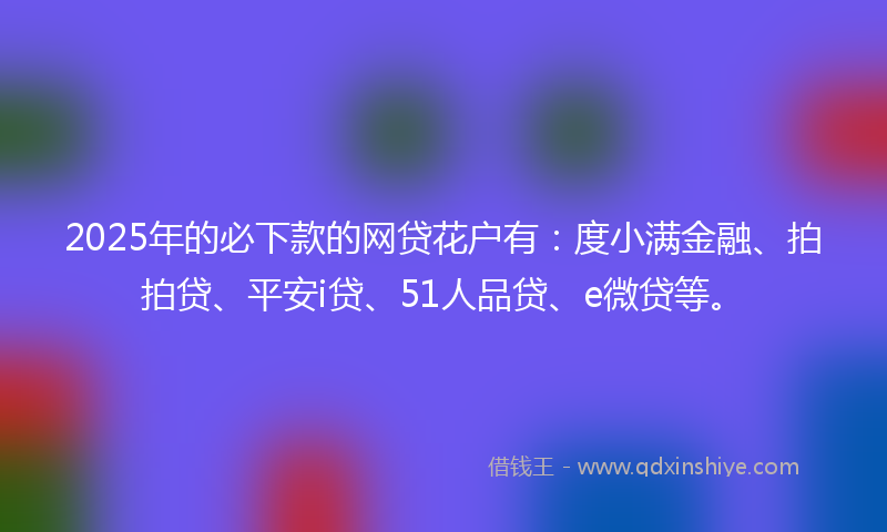 2025年的必下款的网贷花户有：度小满金融、拍拍贷、平安i贷、51人品贷、e微贷等。