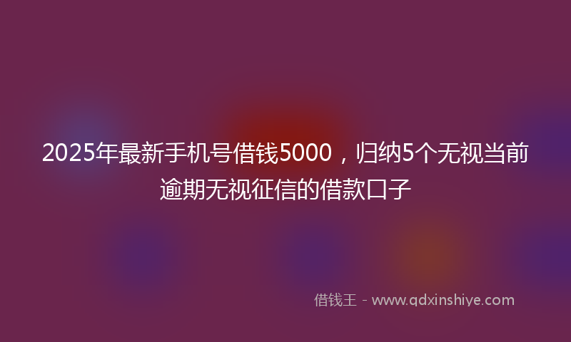 2025年最新手机号借钱5000，归纳5个无视当前逾期无视征信的借款口子