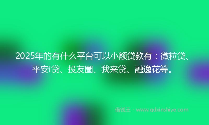 2025年的有什么平台可以小额贷款有:微粒贷、平安i贷、投友圈、我来贷、融逸花等。