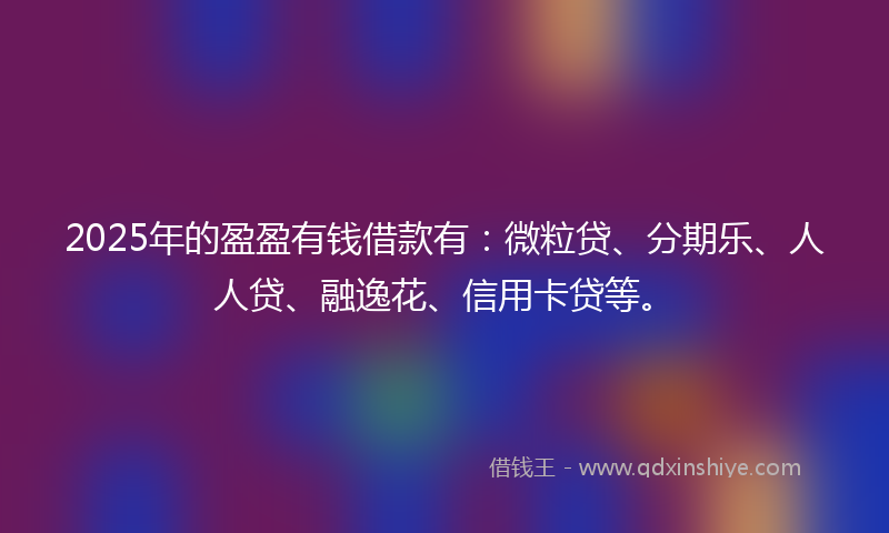 2025年的盈盈有钱借款有：微粒贷、分期乐、人人贷、融逸花、信用卡贷等。