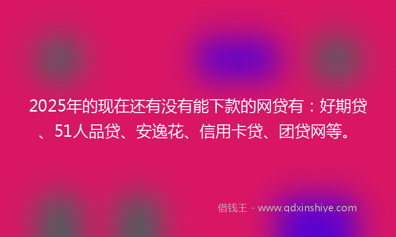 2025年的现在还有没有能下款的网贷有：好期贷、51人品贷、安逸花、信用卡贷、团贷网等。
