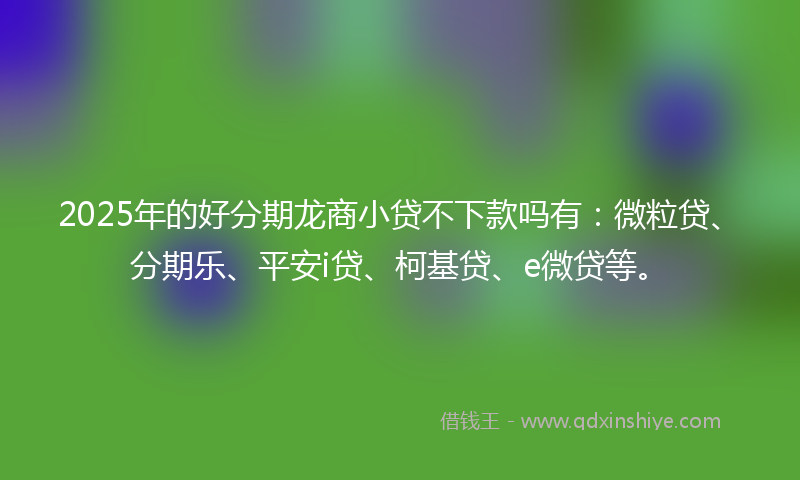 2025年的好分期龙商小贷不下款吗有：微粒贷、分期乐、平安i贷、柯基贷、e微贷等。