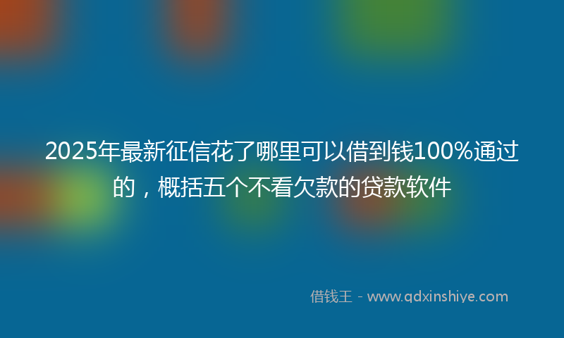 2025年最新征信花了哪里可以借到钱100%通过的，概括五个不看欠款的贷款软件