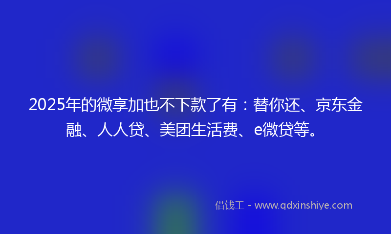 2025年的微享加也不下款了有：替你还、京东金融、人人贷、美团生活费、e微贷等。