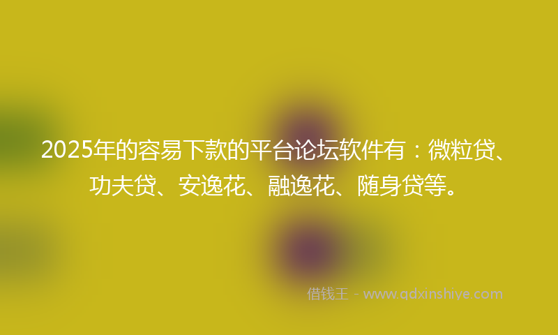 2025年的容易下款的平台论坛软件有：微粒贷、功夫贷、安逸花、融逸花、随身贷等。