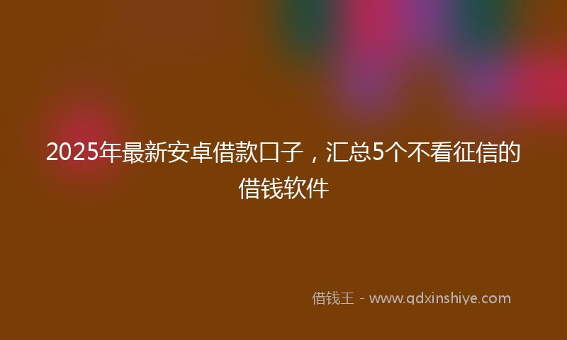 2025年最新安卓借款口子，汇总5个不看征信的借钱软件