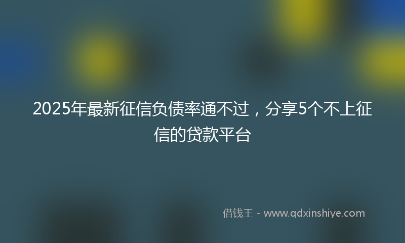 2025年最新征信负债率通不过，分享5个不上征信的贷款平台