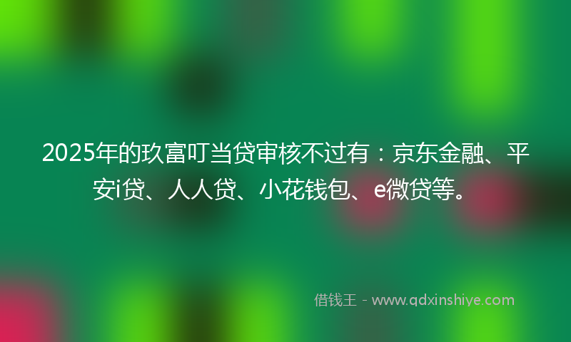 2025年的玖富叮当贷审核不过有：京东金融、平安i贷、人人贷、小花钱包、e微贷等。