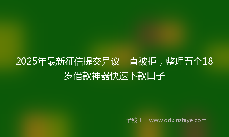 2025年最新征信提交异议一直被拒，整理五个18岁借款神器快速下款口子