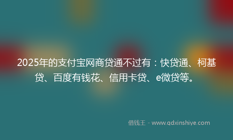 2025年的支付宝网商贷通不过有：快贷通、柯基贷、百度有钱花、信用卡贷、e微贷等。