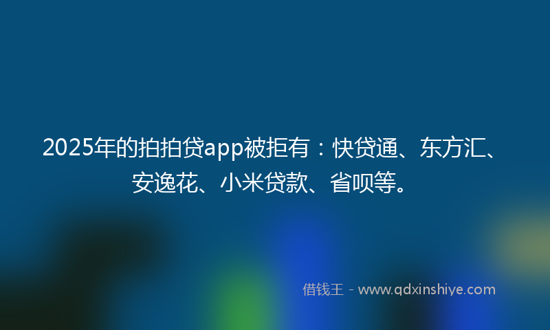 2025年的拍拍贷app被拒有：快贷通、东方汇、安逸花、小米贷款、省呗等。