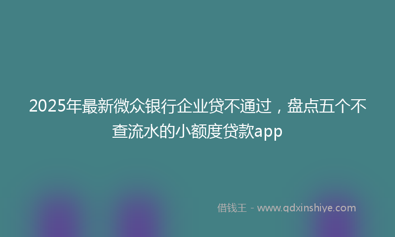 2025年最新微众银行企业贷不通过，盘点五个不查流水的小额度贷款app