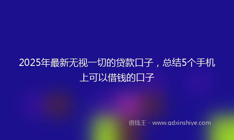2025年最新无视一切的贷款口子，总结5个手机上可以借钱的口子