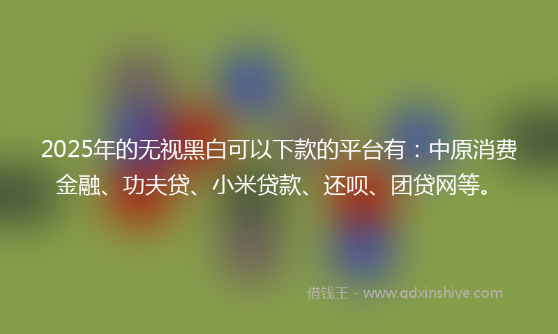 2025年的无视黑白可以下款的平台有：中原消费金融、功夫贷、小米贷款、还呗、团贷网等。