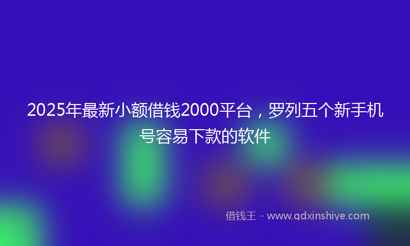 2025年最新小额借钱2000平台，罗列五个新手机号容易下款的软件
