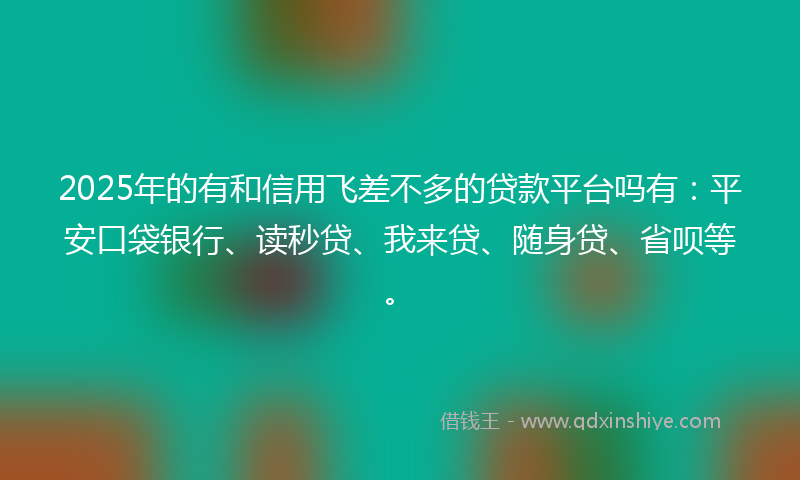 2025年的有和信用飞差不多的贷款平台吗有：平安口袋银行、读秒贷、我来贷、随身贷、省呗等。