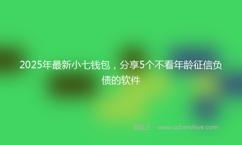 2025年最新小七钱包，分享5个不看年龄征信负债的软件