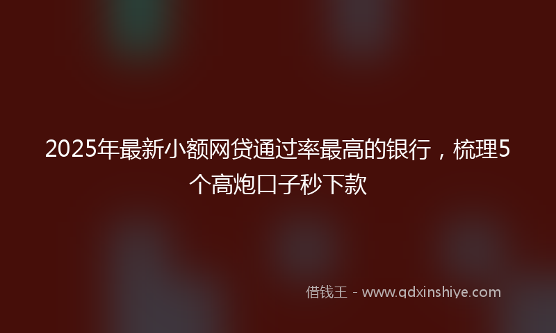 2025年最新小额网贷通过率最高的银行，梳理5个高炮口子秒下款