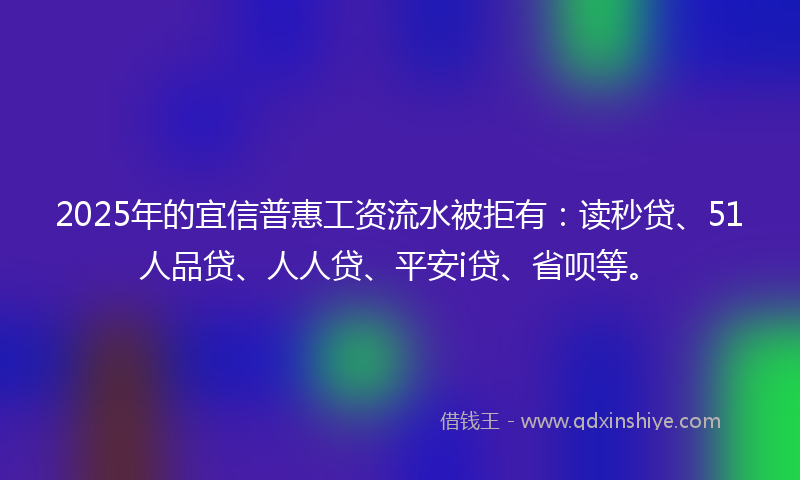 2025年的宜信普惠工资流水被拒有：读秒贷、51人品贷、人人贷、平安i贷、省呗等。