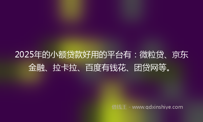 2025年的小额贷款好用的平台有：微粒贷、京东金融、拉卡拉、百度有钱花、团贷网等。