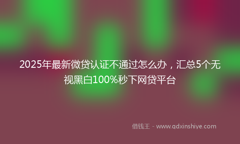 2025年最新微贷认证不通过怎么办，汇总5个无视黑白100%秒下网贷平台