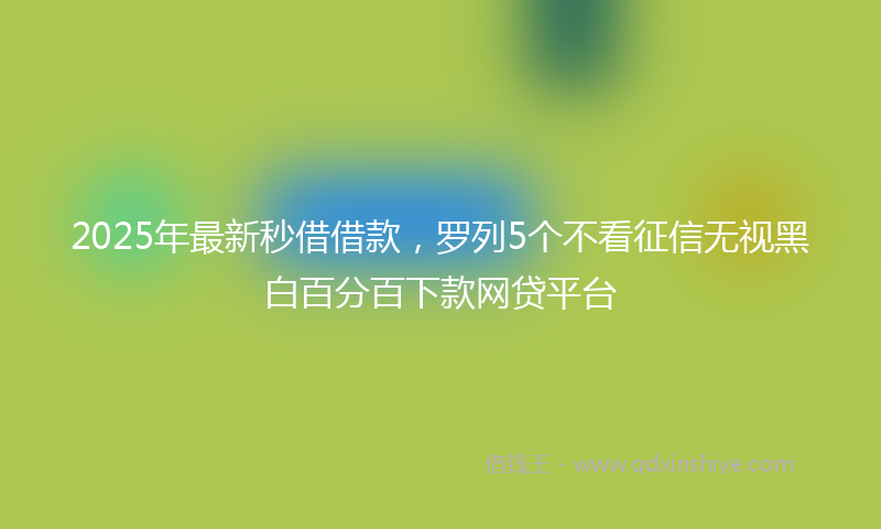 2025年最新秒借借款，罗列5个不看征信无视黑白百分百下款网贷平台
