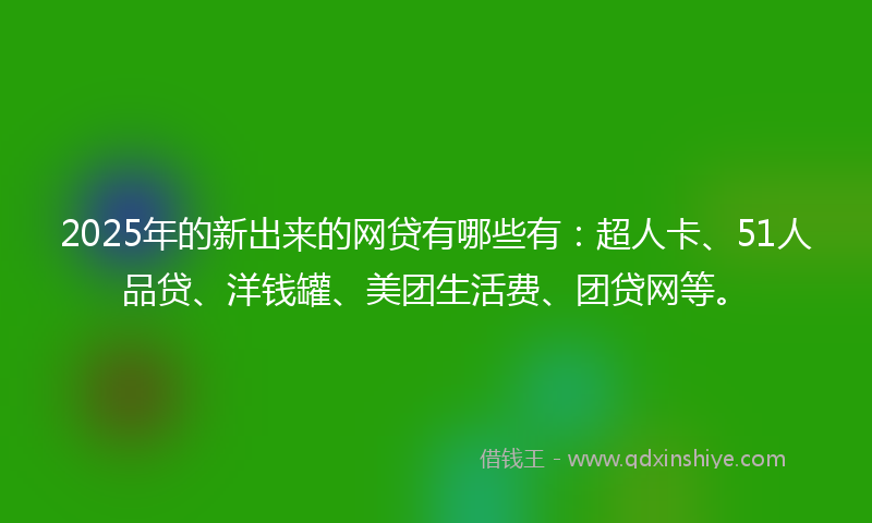 2025年的新出来的网贷有哪些有：超人卡、51人品贷、洋钱罐、美团生活费、团贷网等。