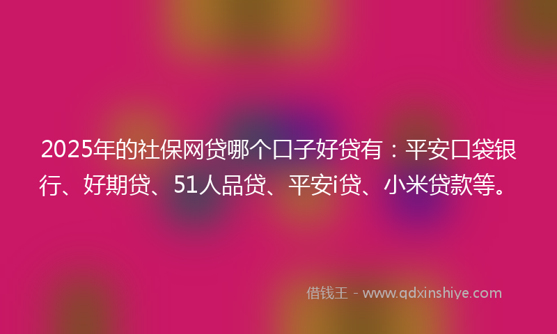 2025年的社保网贷哪个口子好贷有：平安口袋银行、好期贷、51人品贷、平安i贷、小米贷款等。