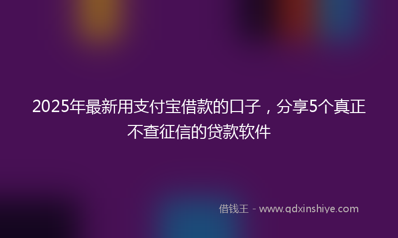 2025年最新用支付宝借款的口子，分享5个真正不查征信的贷款软件